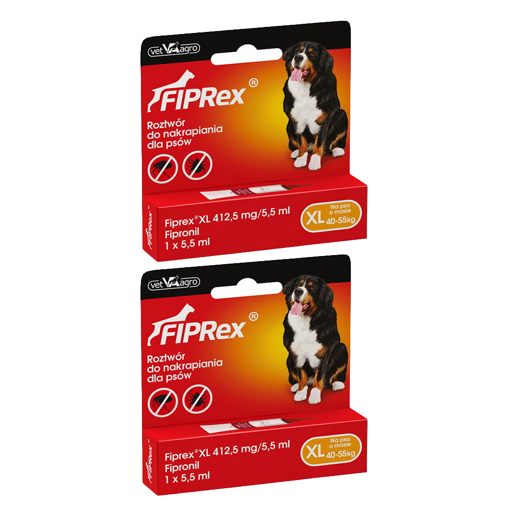 Fiprex XL KROPLE na Pchły Kleszcze dla Psa powyżej 40kg 2x 5,5ml